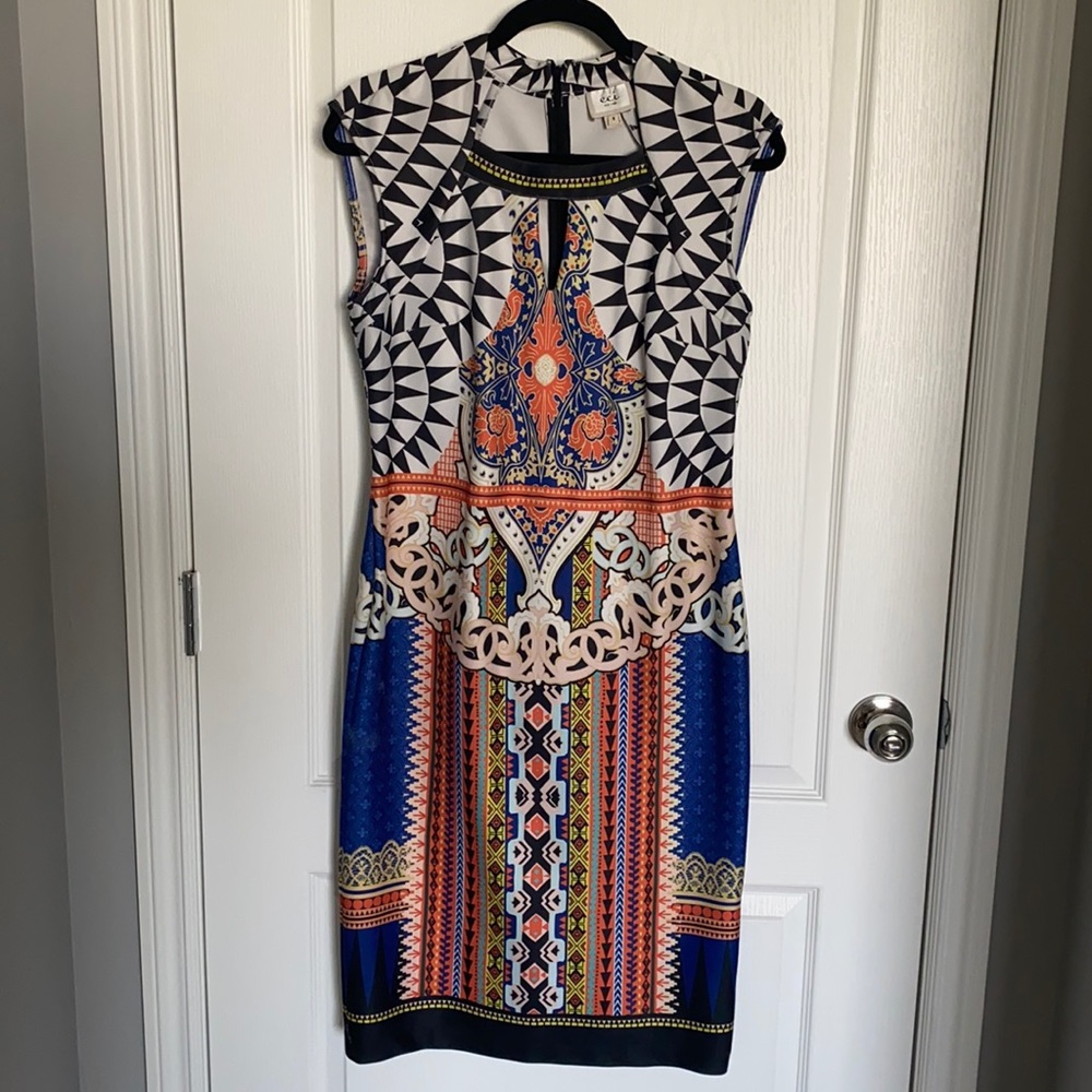 ECI New York Gorgeous Bohemian Print Dress Sz 8